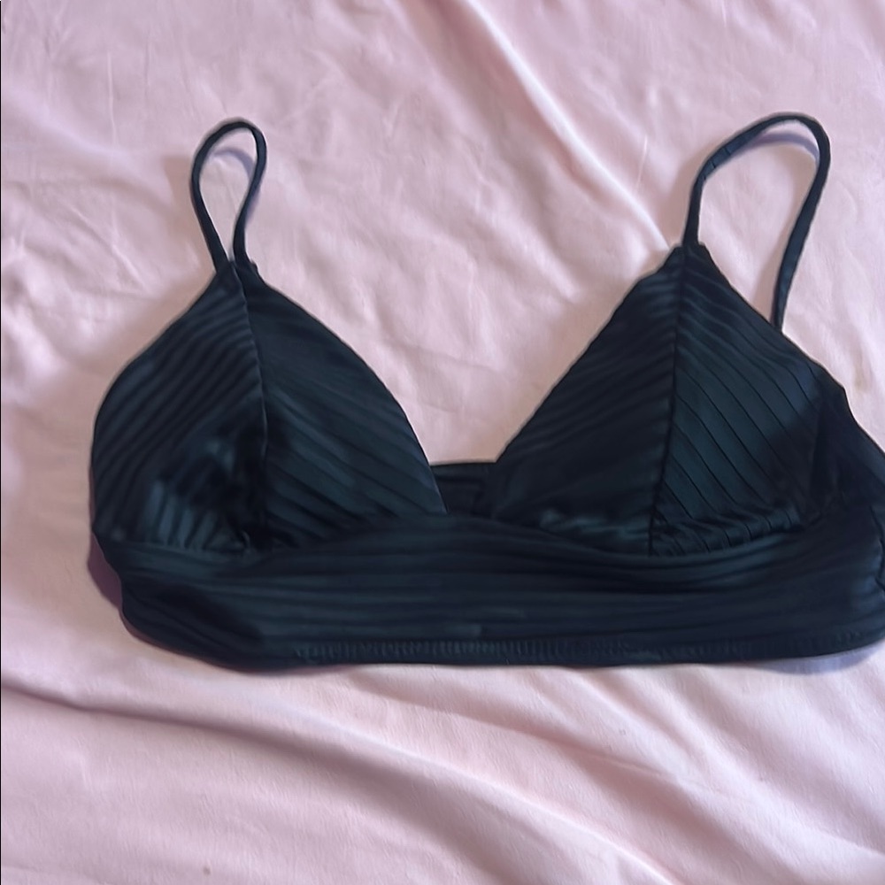 Black Triangle Bikini with Textured Fabric